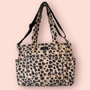 TWELVElittle Beige Leopard Carry Love Tote Diaper Bag Quilted Shoulder Purse